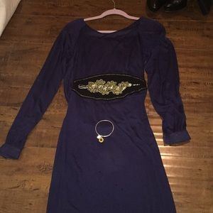 Manoush dark navy dress with embroidery.